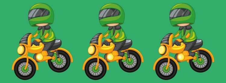 vector de Principiantes en moto recorriendo